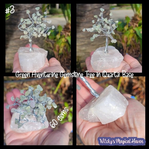 Green Aventurine Gemstone Tree with Quartz Base - Picture 3 of 3